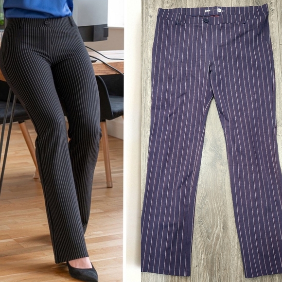Betabrand Pants - Betabrand W0076 Stripe Straight Leg Dress Yoga Pants 2XL